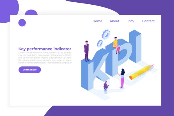 Kpi Indicador Rendimiento Clave Concepto Isométrico Consultoría Empresarial Ilustración Vectorial — Vector de stock