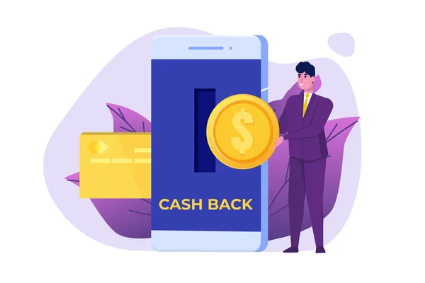 Argent Cash Back Concept Illustration Vectorielle Plate — Image vectorielle