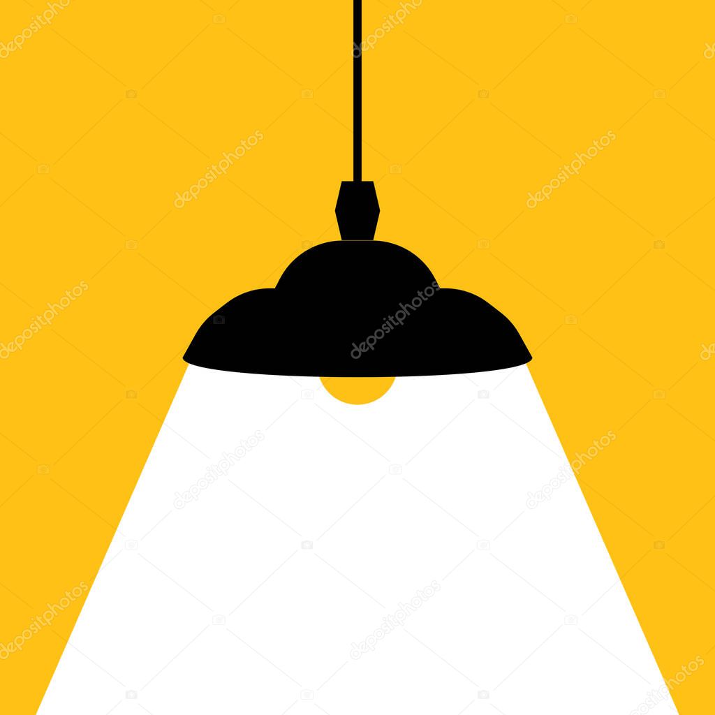 Hanging  Lamp. Lamp bulb Icon with text area. Vector  illustration.