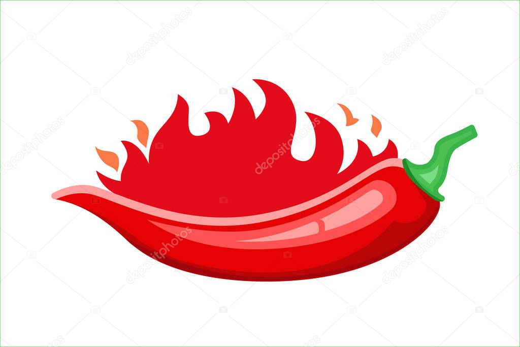 Hot, Chilli pepper labels, burning red peppers icon. Vector illustration.