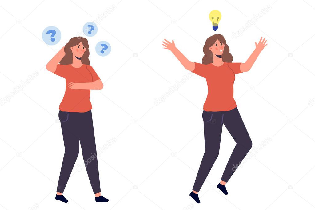 Looking answers to questions, FAQ, searching for ideas and solutions concept. Vector illustration.