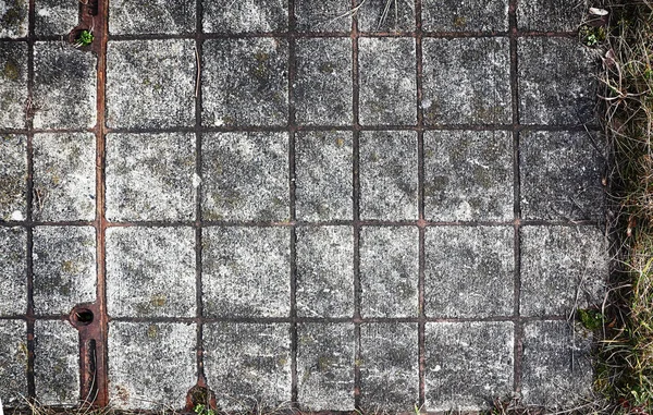 Textur Quadratische Steinblockpflaster Für Den Außenbereich Mit Gras — Stockfoto