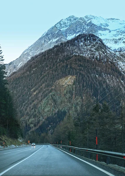 Österreich Winterpanorama Entlang Der Felbertauern Alpenroute Von Thurn Nach Mittersill — Stockfoto