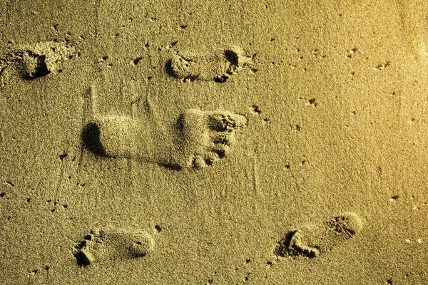 Footprints in sand adult and children