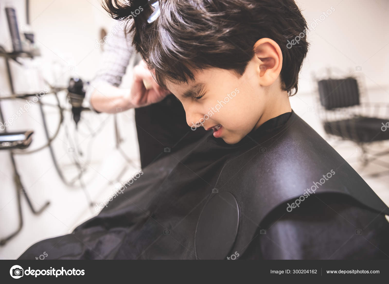 I don't like hair cut it hurts me little young child boy toddler at  barbershop