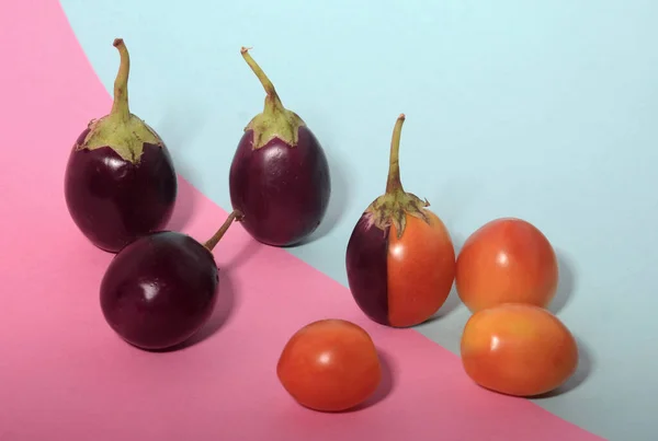 Patlıcanlı ve domatesli brinjal. Satın Alma ve Satma Reklamcılığı için kavramsal fikir