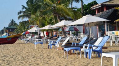 Lavinia Dağı Sahili. Colombo, Sri Lanka. 05 Mart 2016. Wayside Cabana Sri Lanka 'daki Lavinia Dağı Sahili' ndeki Kulübe.  