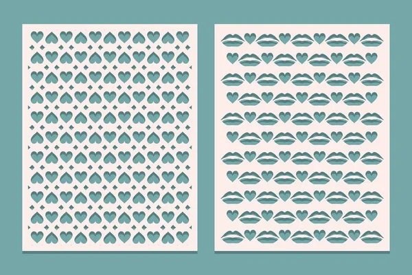 Panelen Van Sjablonen Voor Het Snijden Met Hart Voor Valentijnsdag — Stockvector