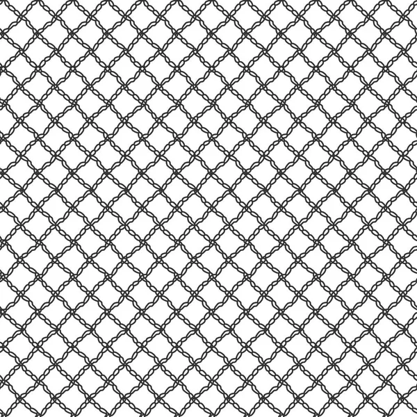 Simple Seamless Lace Mesh Loops Black Repeating Pattern White Background — Stock Vector