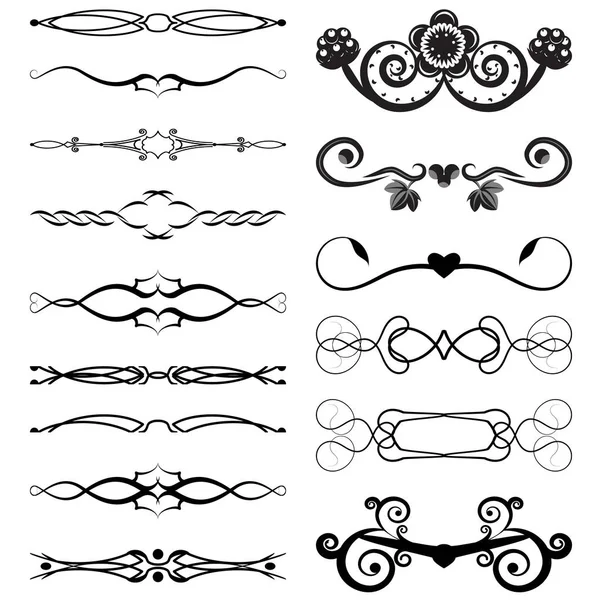 Set Decorative Dividers Isolated White Vector Illustration — Stock Vector