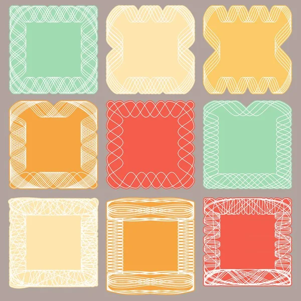 Monturas Multicolores Vintage Líneas Entrelazadas Ilustración Vectorial — Vector de stock