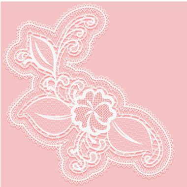 Ajur ile dantel çiçek bırakır. Dekoratif öğe pembe bir arka plan üzerinde. Vektör çizim.