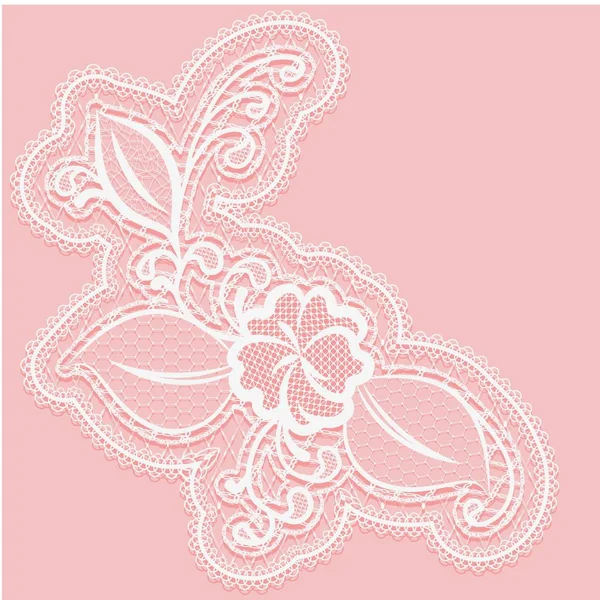 Δαντελένια Λουλούδια Διάτρητη Φύλλα Διακοσμητικό Σχεδιασμό Στοιχείο Ροζ Φόντο Εικονογράφηση — Διανυσματικό Αρχείο