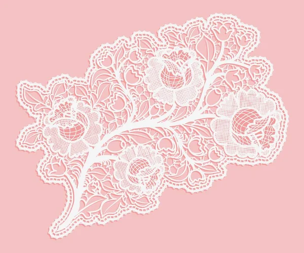 Delicato Bouquet Rose Sfondo Rosa Lace Singolo Elemento Decorare Carte — Vettoriale Stock