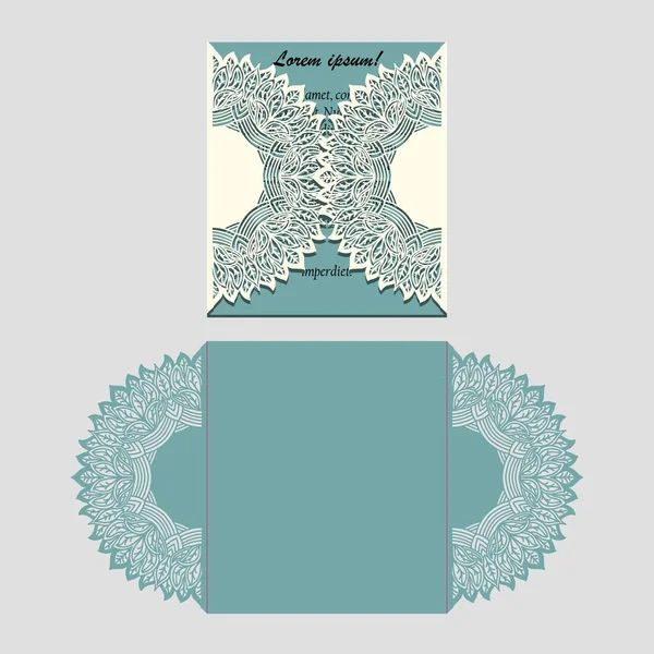 Laser Cut Paper Lace Folding Card Mandala Element Cutting Template — Stock Vector