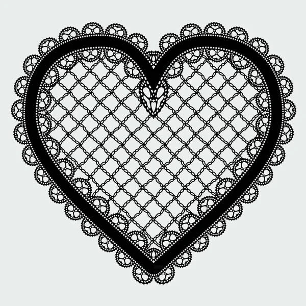 Corazón Malla Encaje Negro Elemento Lujo Femenino Para Diseño Invitaciones — Archivo Imágenes Vectoriales