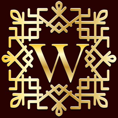 Etnik monogram çerçeve, altın vintage butik amblemi mockup, şık kaligrafi grafik tasarım öğesi. Vektör çizim.