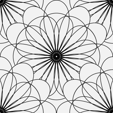Geometrik bir çiçek şeklinde ince çizgiler seamless modeli. Vektör çizim.