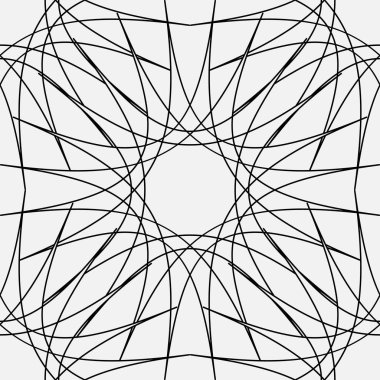 Yıldızlar ve beyaz bir arka plan üzerinde siyah çizgiler ışınları ile kesintisiz geometrik desen. Vektör çizim.