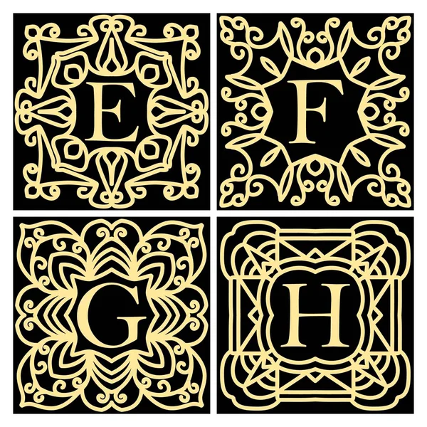 Collection Concepts Pour Monogrammes Logos Luxe Emblème Cadre Ensemble Éléments — Image vectorielle