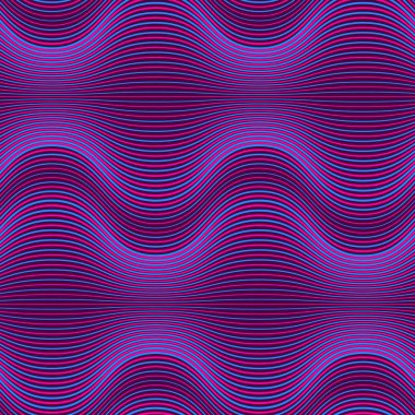 Koyu mor soyut geometrik arka plan ile harman satırları. Dalgalar ile Ultra violet seamless modeli. Vektör çizim