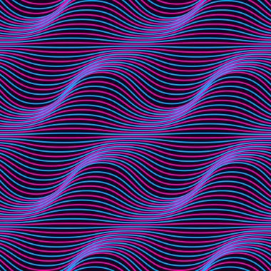 Dalgalı çizgilerle Ultra violet seamless modeli. Mor gizemli ultraviyole ışıldama arka plan. Vektör çizim