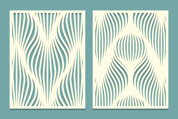 カット紙のカード デザイン要素 スクラップブッ キング その他装飾的なパネルのセットです 幾何学的な波状のライン パターン レーザー カット ベクトル図 — ストックベクタ
