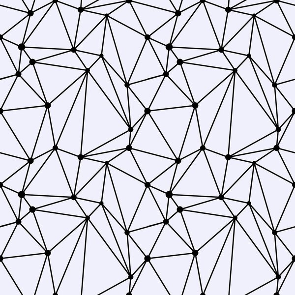 Бесшовный многоугольный шаблон пространства с соединением точек и линий. Векторная иллюстрация
