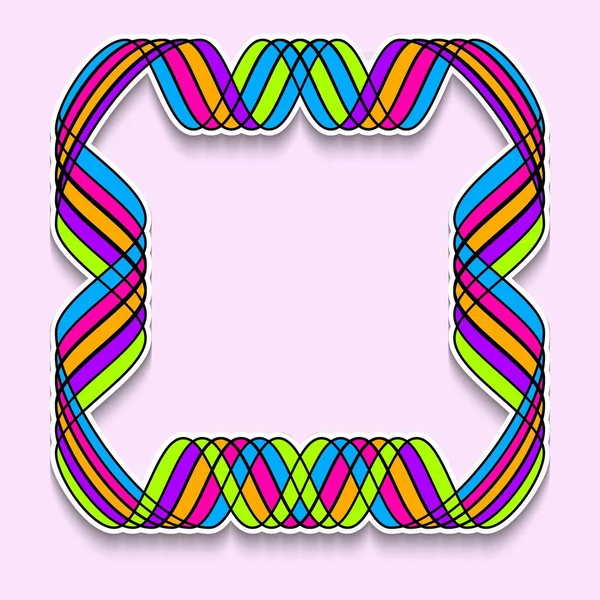 Multicolor Square Frame Form Rainbow Mosaic Ribbon Template Web Banner — Stock Vector