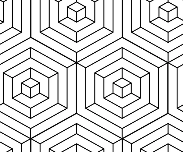Безшовний ізометричний малюнок. Монохромні чорні лінії оптична ілюзія . — стоковий вектор