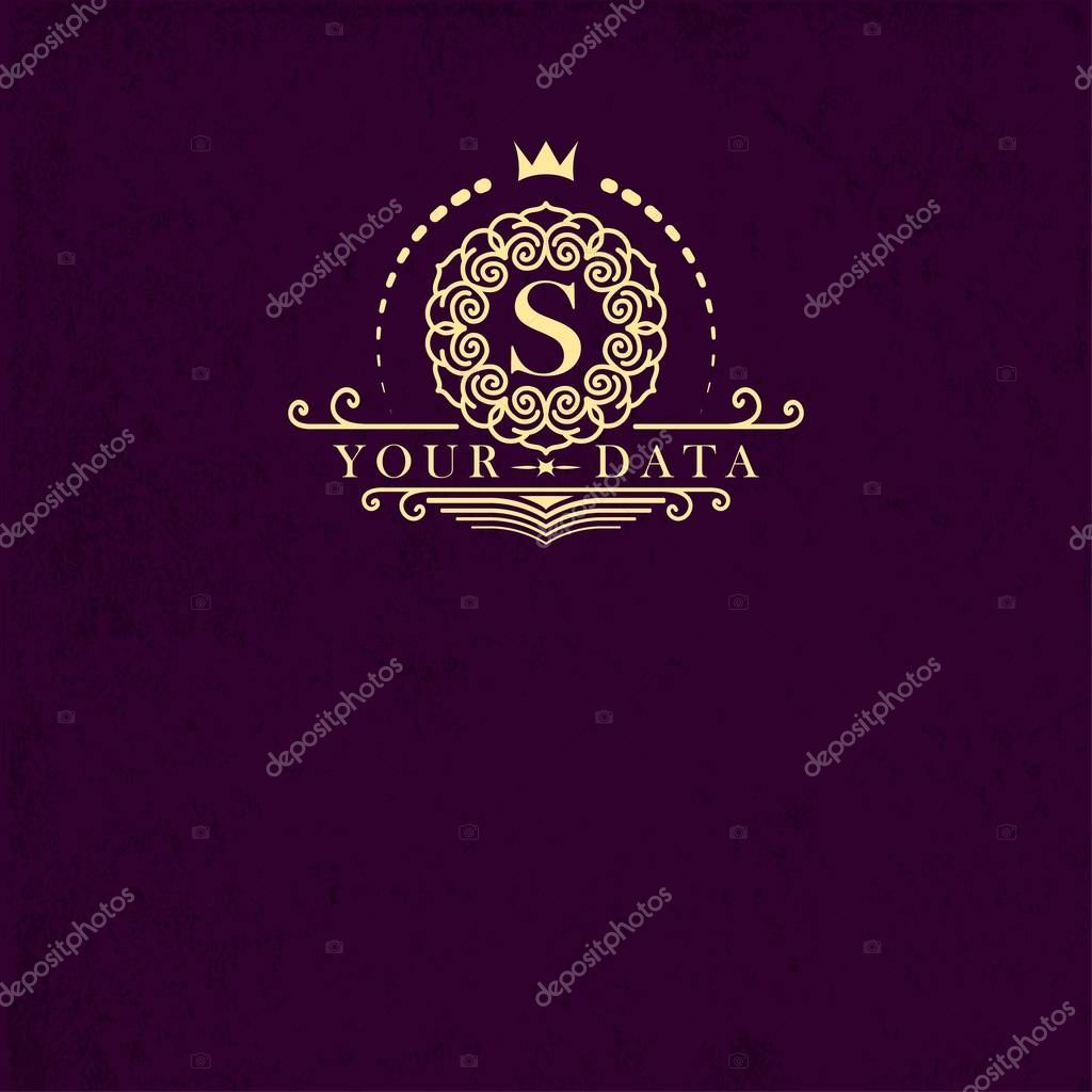Perfect art frame for design of the monogram or logo. Golden lovely border. Graphic sign for create of catalogs and menus of perfumes, cafes, boutiques. Vector illustration.