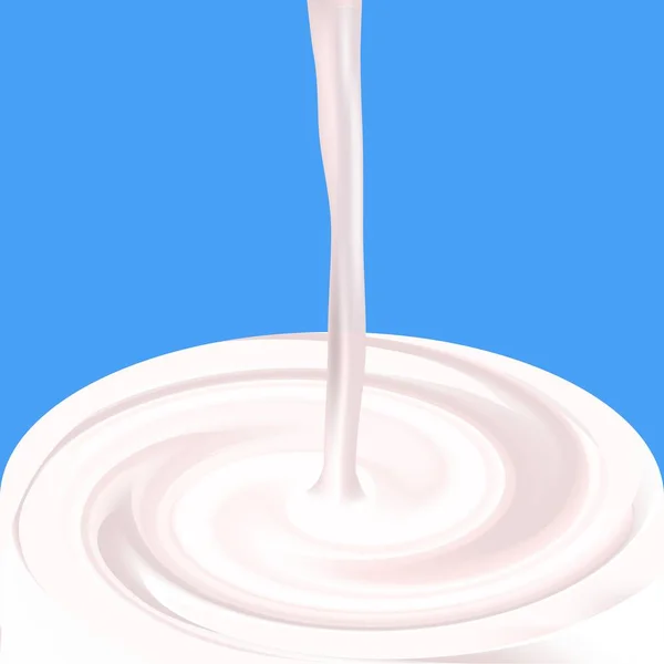 Yoğurt kasırga beyaz renk. Erimiş süt parlatıcısı. Ekşi krema girdap. — Stok Vektör