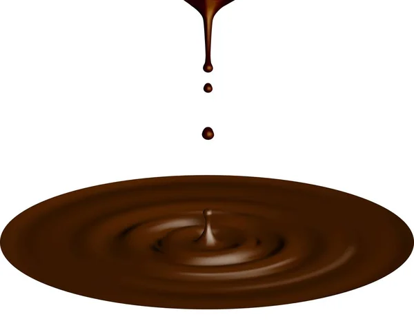 Chocolate fluyendo y goteando, salsa de relleno para el postre aislado sobre fondo transparente en 3D . — Vector de stock