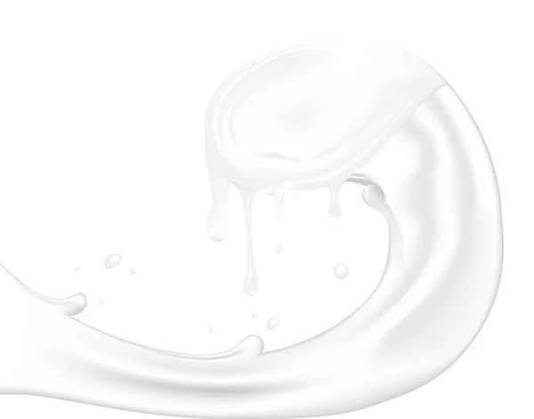 Splash of white milk or yogurt on transparent background. Cream or mayonnaise Element for design. — Stock Vector