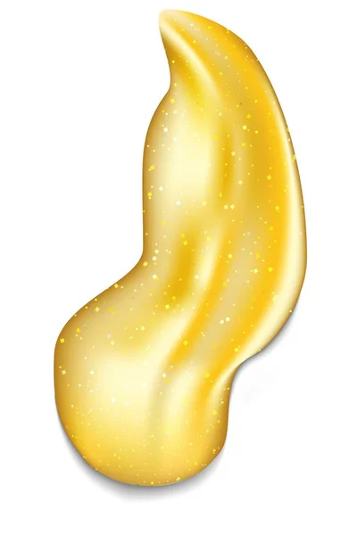 Шаблон с падающим золотом изолирован на прозрачном фоне для рекламного дизайна. Золотой дауб жидкой формы. Жидкий желтый объект или предмет — стоковый вектор