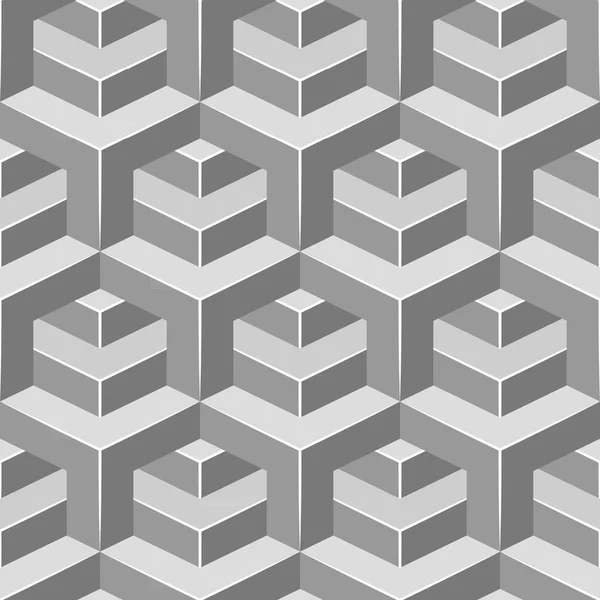 Изометрический бесшовный рисунок. Серый геометрический повторяющийся фон. Бесконечные кубы . — стоковый вектор