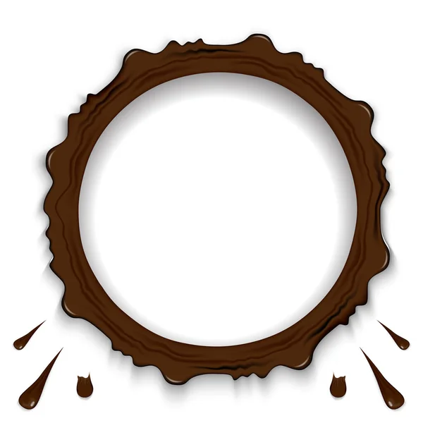 Csokoládé gyűrű fröccsenések elszigetelt átlátszó háttérrel. Kávé, kakaó cseppekkel és foltokkal. — Stock Vector