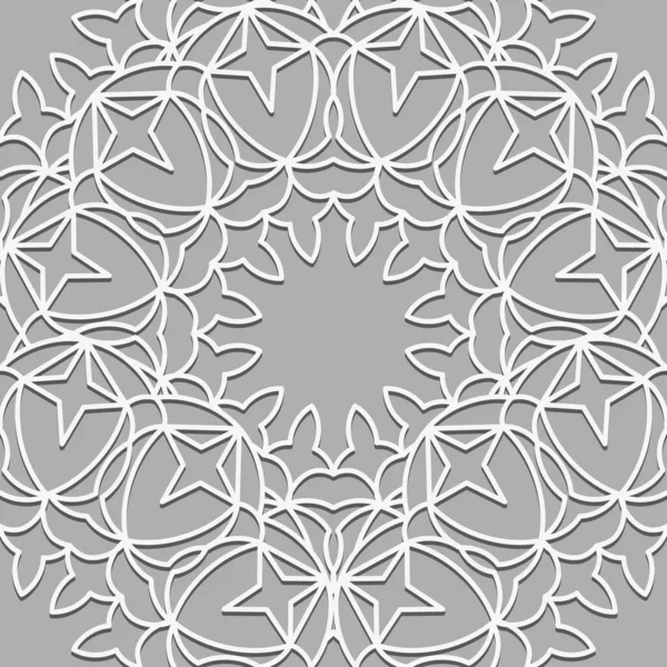 Sömlöst vitt orientaliskt mönster. Islamisk bakgrund. Arabisk linjär struktur. — Stock vektor
