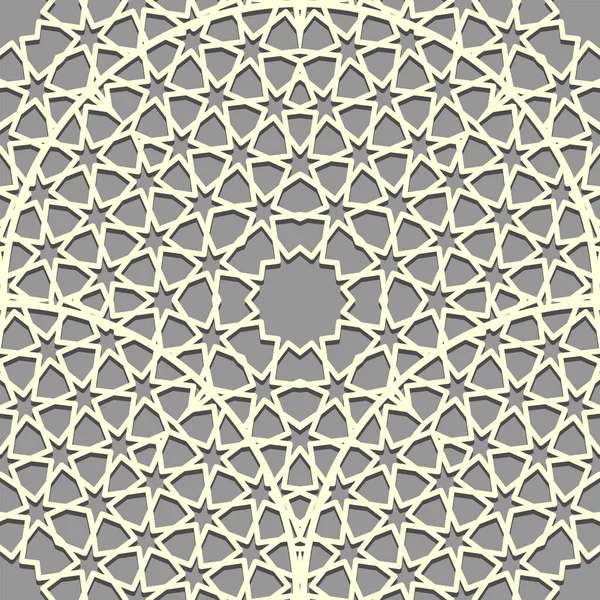 Kusursuz altı köşeli yıldızlar. Mandala ile doğu simetri deseni. İslam geçmişi. Arapça satır sanat dokusu. — Stok Vektör
