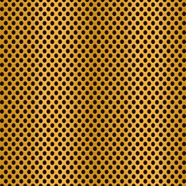 Seamless golden metallic texture with perforation. Shiny textured goldenl surface with holes. Vector illustration. clipart