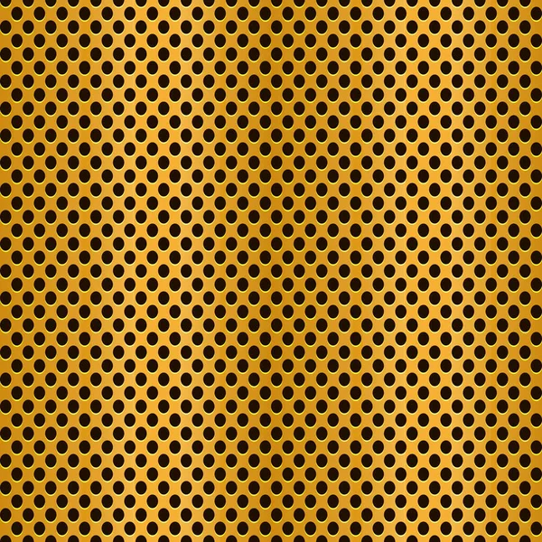 Seamless Golden Metallic Texture Perforation Shiny Textured Goldenl Surface Holes — Stock Vector