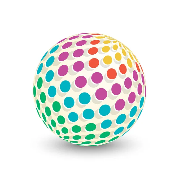 白い背景に隔離された3Dカラフルな球体 アブストラクトテンプレート 幾何学模様の科学的アイコン ベクターイラスト — ストックベクタ
