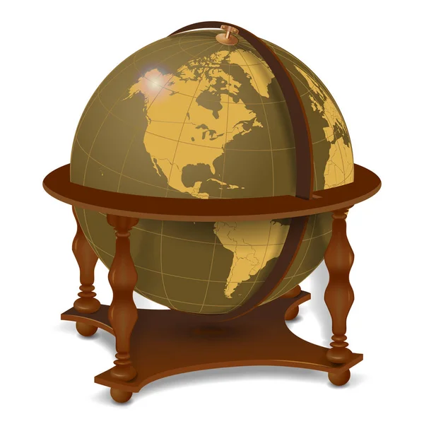 Реалистичный Винтажный Глобус Изолирован Белом Фоне Векторная Иллюстрация — стоковый вектор