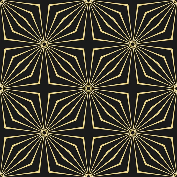 Geometric Pattern Lines Shape Flower Seamless Background Black Gold Texture — Stock Vector