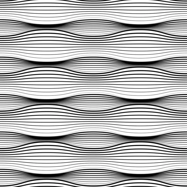 波の縞模様シームレスパターン 幾何学的な線の背景 ベクターイラスト — ストックベクタ