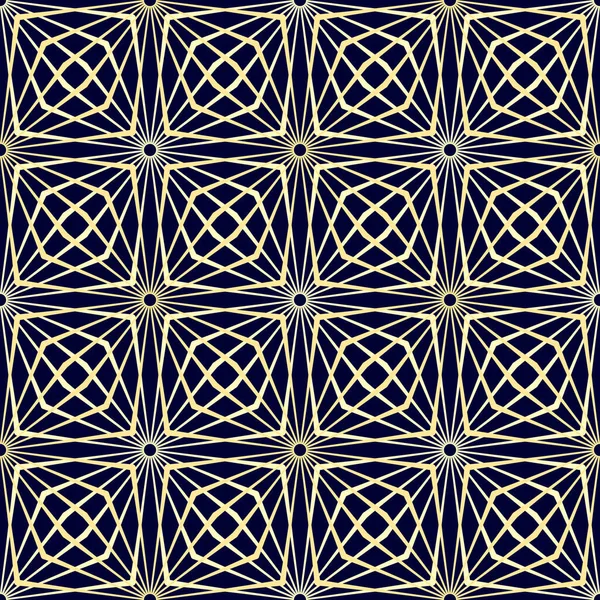 Геометрический Рисунок Золотой Сетки Линий Бесшовный Фон Черно Золотая Текстура — стоковый вектор