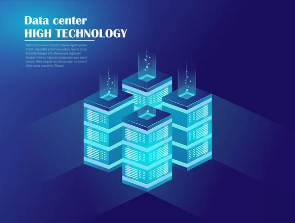 Web Hosting Und Big Data Verarbeitung Serverraum Rack Rechenzentrum Cloud — Stockvektor