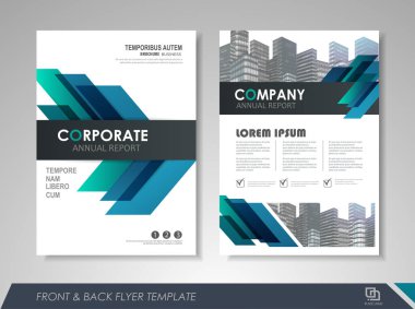 Mavi yıllık rapor broşür afiş tasarım şablonu. İş, dergiler, posterler, kitapçıklar, afiş broşür kapak sunu arka plan. Düzen A4 boyutunda. Kolayca düzenlenebilir vektör biçimi.