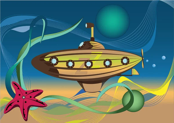 Imagen Vectorial Abstracta Submarino Mundo Submarino — Vector de stock