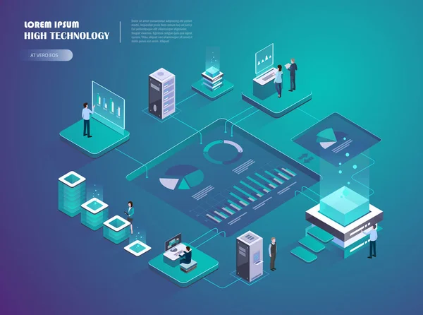 Kryptowährung Und Blockchain Isometrische Zusammensetzung Mit Geschäftsleuten Analysten Und Managern — Stockvektor